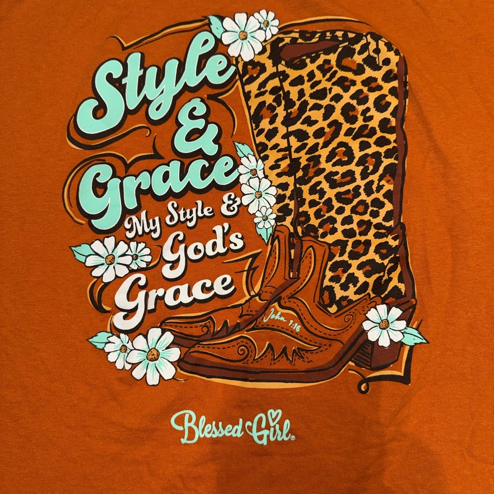 Blessed Girl Women's Long Sleeve Style
& Grace T-Shirt Brown Size XL - Picture 4 of 5